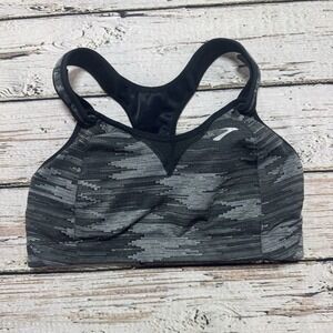 Brooks Moving Comfort Sports Bra Sz 36D Rebound Racer Adjustable Gray 350037